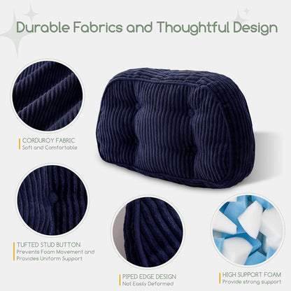 HIGOGOGO Lumbar Support Pillow for Recliner Chair/Accent Chair/Couch/Office Chair, Tufted Corduroy Back Support Cushion for Elderly, Recliner Cushions for Back Rest, Pain Relief, Reading, Dark Grey