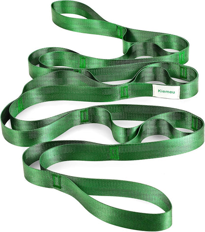 Stretch Strap With Loops For Physical Therapy And Yoga, 8 ft Long | Non-elastic Leg Straps For Knee Rehab, Yoga Straps For Stretching With Loops, 8 ft Long x 1.2 inch Wide