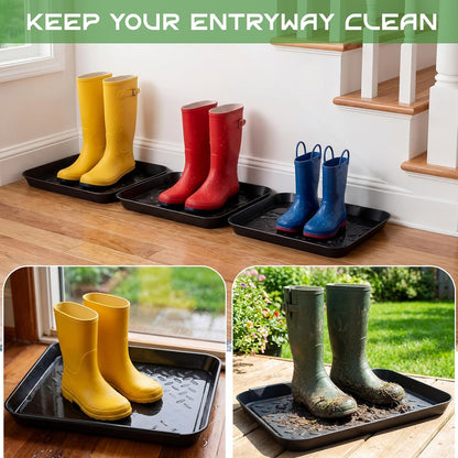 Novabright 6 Pcs Boot Tray with 24 Pcs Anti-Slip Pads Waterproof Boot Mat Wet Shoe Tray & Pet Food Mat, Multi-Purpose Garden Tool for Entryway Indoor Boots Shoes Pets(14 x 11 Inch)