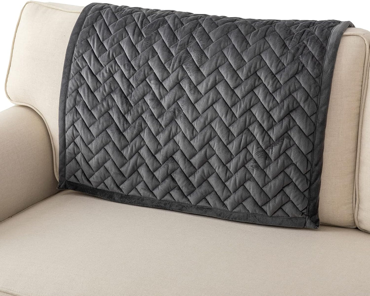 Eismodra Armrest Couch /Sofa /Backrest Covers,Anti-Slip Armchair Slipcovers for Dogs Cats Pet Loveseat Recliner Leather L Shaped,Dark Gray 28 x 28 Inches (Only 1 Piece)