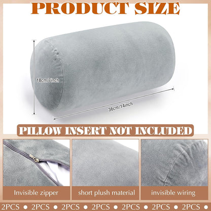 Newwiee 2 Pcs Cooling Neck Roll Pillow Case, 16 x 6 Inch, Gray