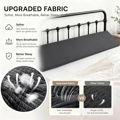 Twin Bed Wedge Pillow for Headboard Gap/Bed Gap Filler Black | Long Triangle Corner Pillows with Pockets,Dense Foam,Pillow Prevents Stuff Drops, Between Twin Mattress and Frames Home Decor