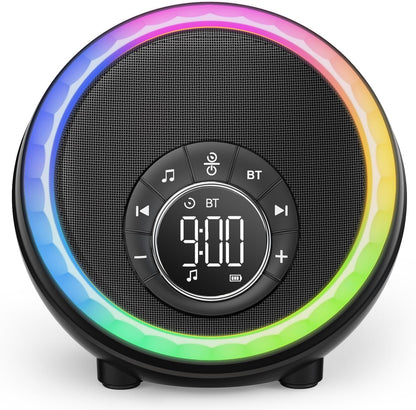 Nightlight Bluetooth Speaker Alarm Clock, Portable White Noise Machine