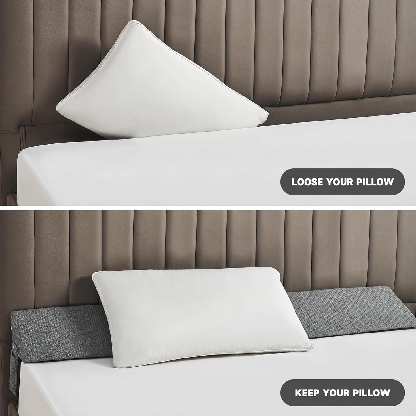 IFNOW Queen Size(60"x6"x10") Bed Wedge Pillow for Headboard, Mattress Gap Filler(0-8"), Bed Wedge for Gap Between Your Headboard and Mattress Dark Grey | High-Density Foam,Fills 0-8"Mattress Gap,Prevents Pillow & Items Falling,Works with Headboard or