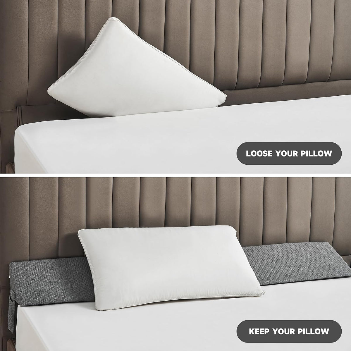 IFNOW Queen Bed Wedge Pillow(60"x6"x10"), Mattress Gap Filler 0-8", Grey