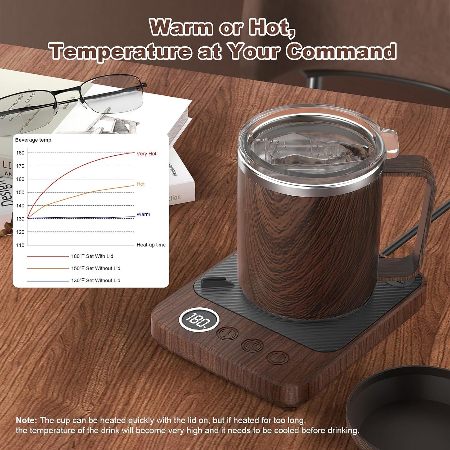 Felibeaco Coffee Mug Warmer & Mug Set for Desk, Smart Coffee Cup Warmer with 16oz Heated Mug, Cup Heater with Auto Shut Off for Office/Home, Coffee Gifts for Women/Men/Dad on Father‘s Day, Red