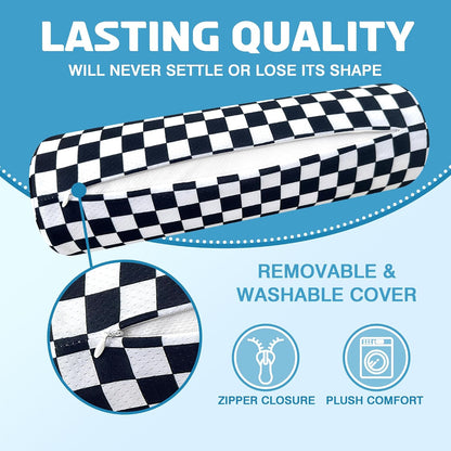 Neck Roll Pillow for Sleeping,Ergonomic Cylinder Tube Pillows for Cervical Spine and Neck Support,Versatile Roll Pillow for Bed,Office,and Travel,Memory Foam Bolster with Washable Cover