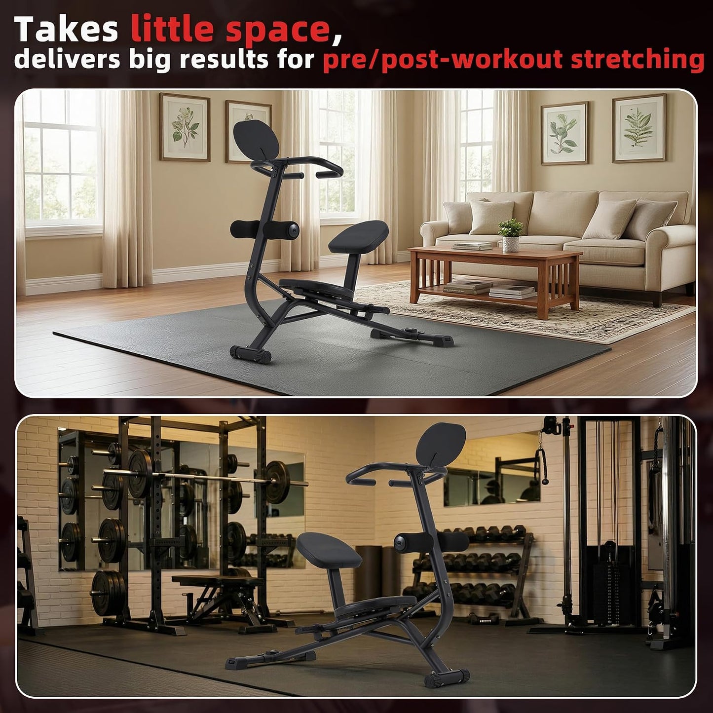 Heavy Duty Total Body Stretching Machine for Flexibility | Integrated Exercise Guide, Safety Straps,Adjustable Pedals,350 Capacity,Black,for Home & Gym