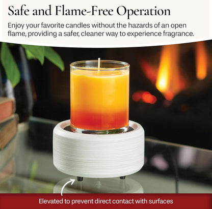 Candle Warmers ETC 2-in-1 Candle and Fragrance Warmer for Warming Scented Candles or Wax Melts and Tarts with to Freshen Room, Pewter Walnut