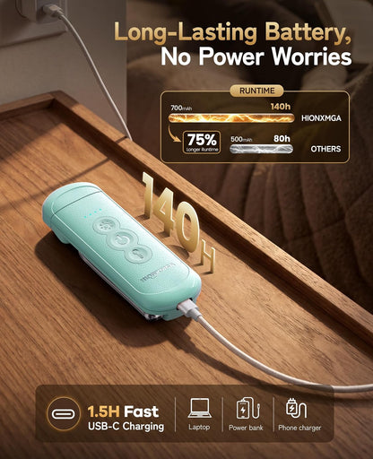 HIONXMGA Book Light Rechargeable, Eye-Care Clip on Reading Light for Books in Bed, 3 Color & Stepless Dimming, 140H Long Lasting Book Lights for Reading at Night, Gifts for Book Lovers(Black)