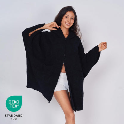 WDCOZY Wearable Blanket Hoodie Poncho Throw Comfy Soft Warm Cape Shawl Cozy Cloak Wrap Hooded with Sleeves For Women Adults