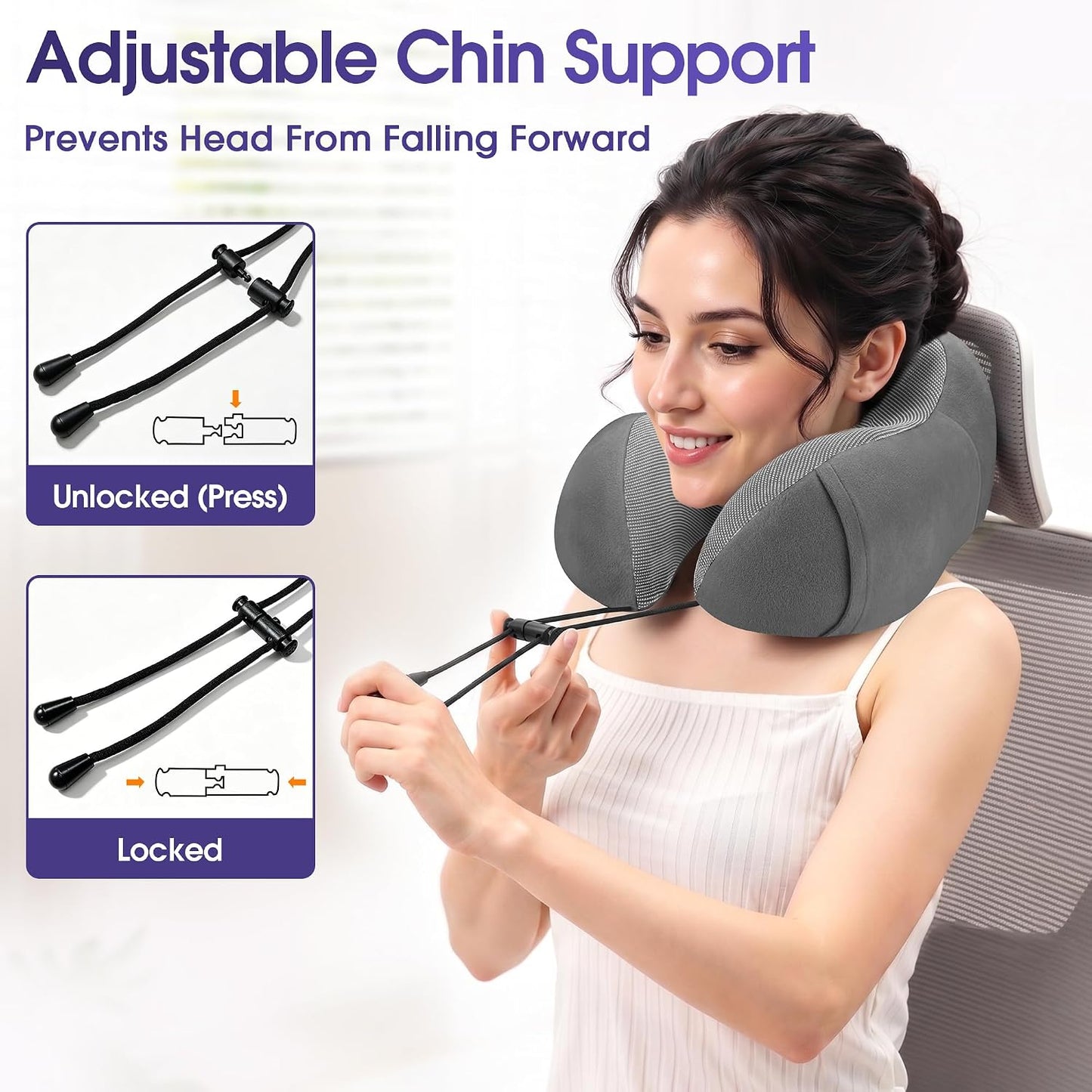 CloudBliss Neck Pillow for Airplanes, Memory Foam Travel Pillow, Black | Compact Flight Pillow with Eye Mask, Earplugs, Carry Bag, Travel Neck Pillow for Long Flight Sleep, Plane Travel Essentials