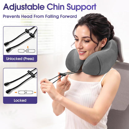 CloudBliss Neck Pillow for Airplanes, Memory Foam Travel Pillow, Black | Compact Flight Pillow with Eye Mask, Earplugs, Carry Bag, Travel Neck Pillow for Long Flight Sleep, Plane Travel Essentials