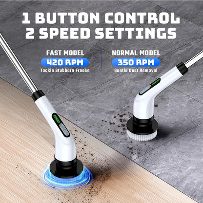 Electric Spin Scrubber for Bathroom: Shower Cleaner Brush with Long Handle (White1)