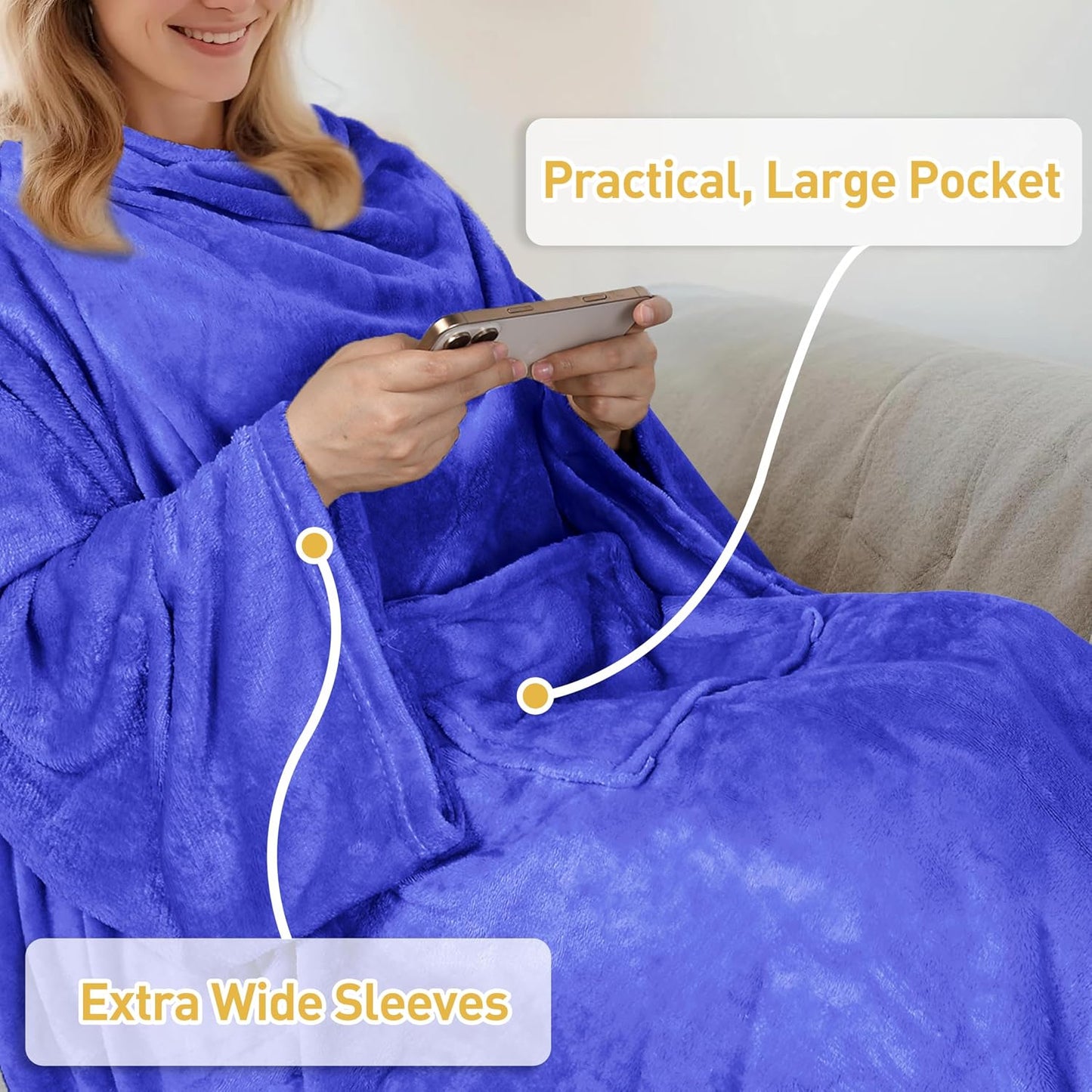 Catalonia Wearable Blanket with Sleeves for Women & Men, Fleece Wrap Throw | Cozy Sleeve Design for Hands-Free Comfort, Perfect for Reading, TV Time & Relaxing, Christmas & Birthday Gift