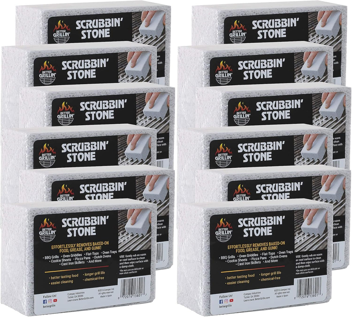 Better Grillin Scrubbin Stone Grill Cleaning Brick Block | Griddle Stone | Grill Stone Cleaning Block | Barbecue Grill Cleaner for BBQ, Griddle, & Racks