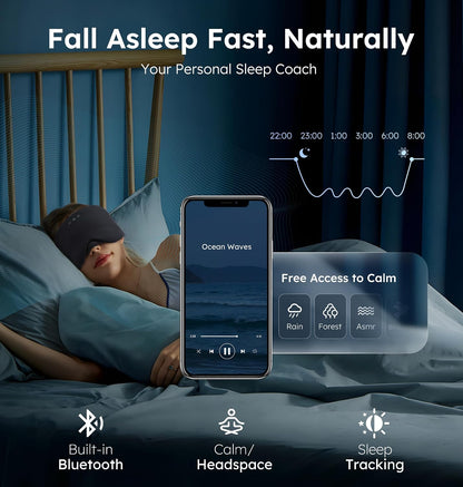 Luxury Bluetooth 5.4 Sleep Mask for Adults - Ice Fiber Cooling & HD Sound, 100% Light Blocking Adjustable Eye Cover for Travel & Side Sleepers - Soft Sleep Headphones with 10H Playtime