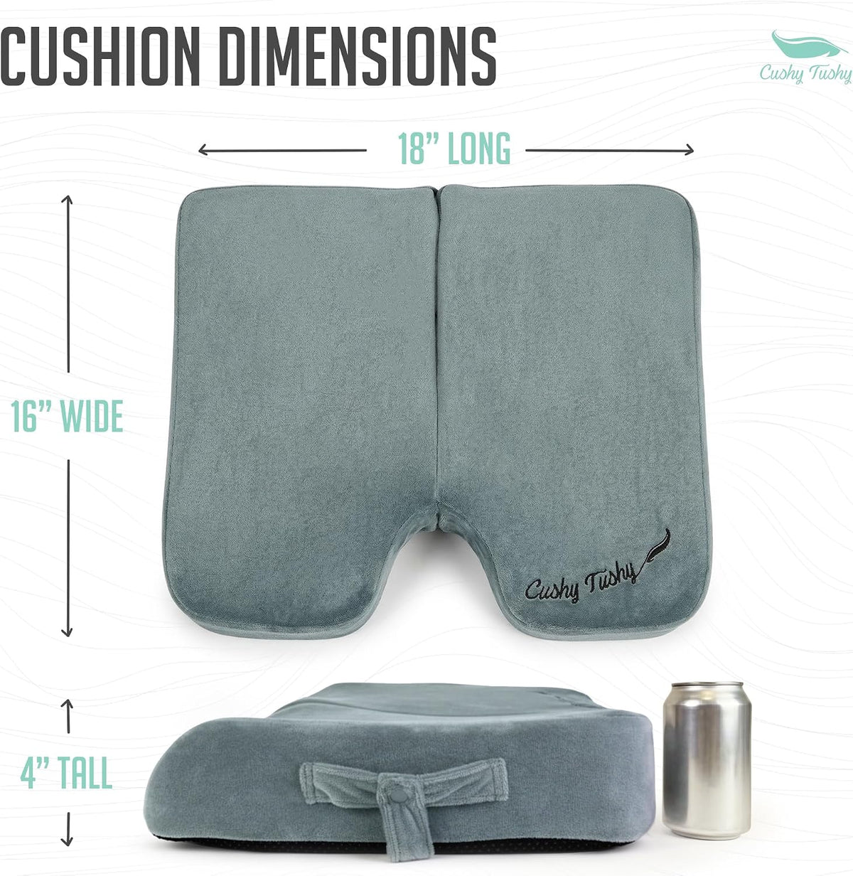 Cushy Tushy Premium Foldable Travel Seat Cushion - for Relief of Lower Back, Sciatic, Butt and Tailbone Pain - for Home & Office Use, Perfect for Travel or Driving - Coccyx Seat Cushion