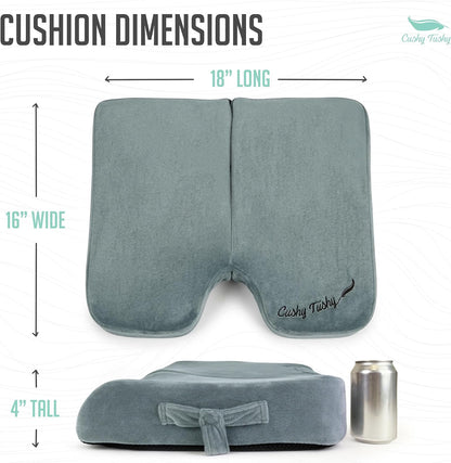 Cushy Tushy Premium Foldable Travel Seat Cushion - for Relief of Lower Back, Sciatic, Butt and Tailbone Pain - for Home & Office Use, Perfect for Travel or Driving - Coccyx Seat Cushion