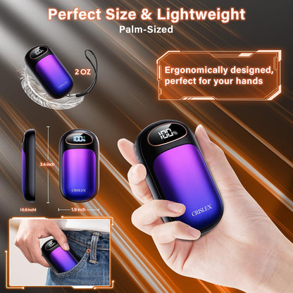 CRISLEX Electric Hand Warmers Rechargeable 2 Pack, 4 Levels Fast Heat, Reusable Hand Warmers with LED Display, Portable Magnetic Pocket Heater, Gifts for Christmas, Men, Women, Raynauds, Hunting, Golf