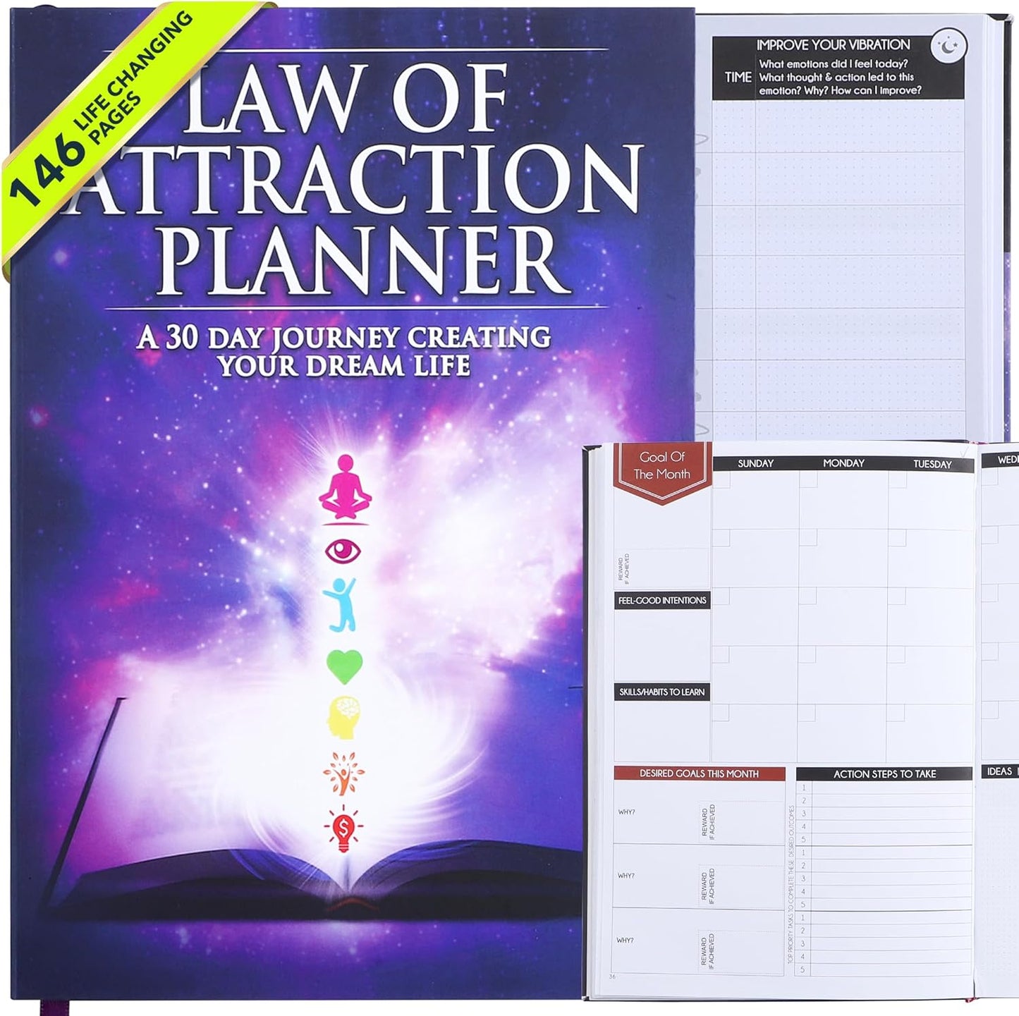 Freedom Mastery Daily Journal of Gratitude, Productivity & Habit Tracker | Undated 90-Day Planner with Daily Reflection, Mindfulness, Positivity, Vision Board & Stickers, Gratitude Journal for Women
