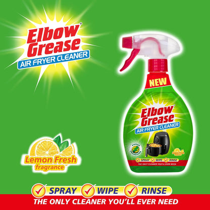 Elbow Grease Air Fryer Cleaner Spray | Spray, Foam, Wipe, Rinse - Cuts Through Dirt, Grease & Grime (Lemon Fresh, 500ml) | Spray, Foam, Wipe, Rinse - Cuts Through Dirt, Grease & Grime