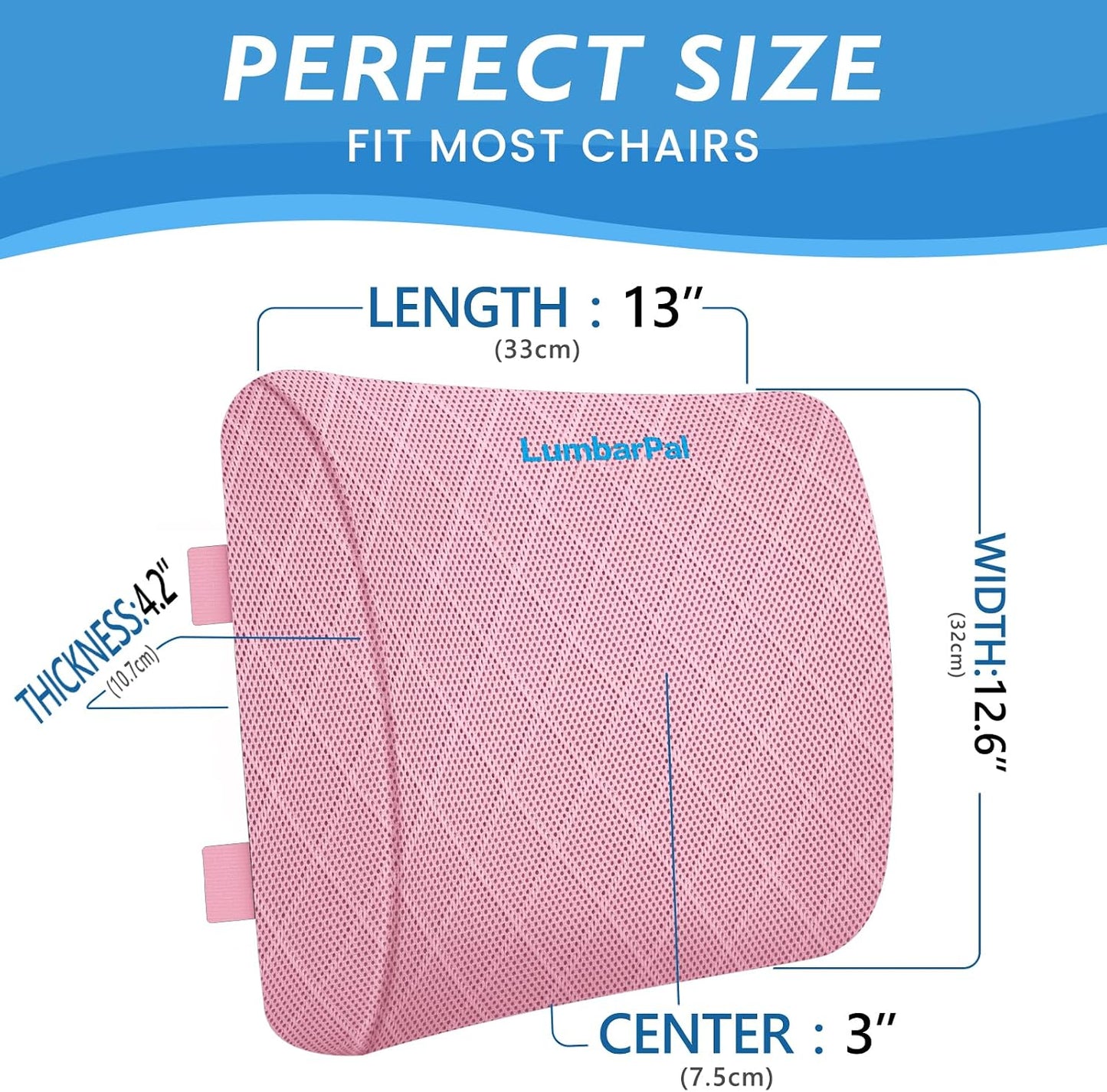 Lumbar Support Pillow for Office Chair, Back Support, Memory Foam, Grey | Improve Sitting Posture & Back Pain Relief. Lumbar Pillow Fits Office, Gaming & Car Chairs with Adjustable Dual Straps