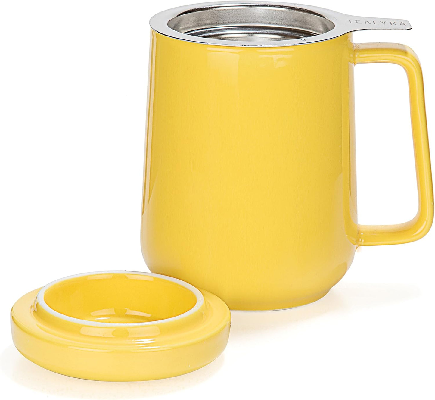 Tealyra - Peak Ceramic Red Tea Cup Infuser - 19-ounce - Large Tea High-Fired Ceramic Mug with Lid and Stainless Steel Infuser - Tea-For-One Perfect Set for Office and Home Uses - 580 milliliter