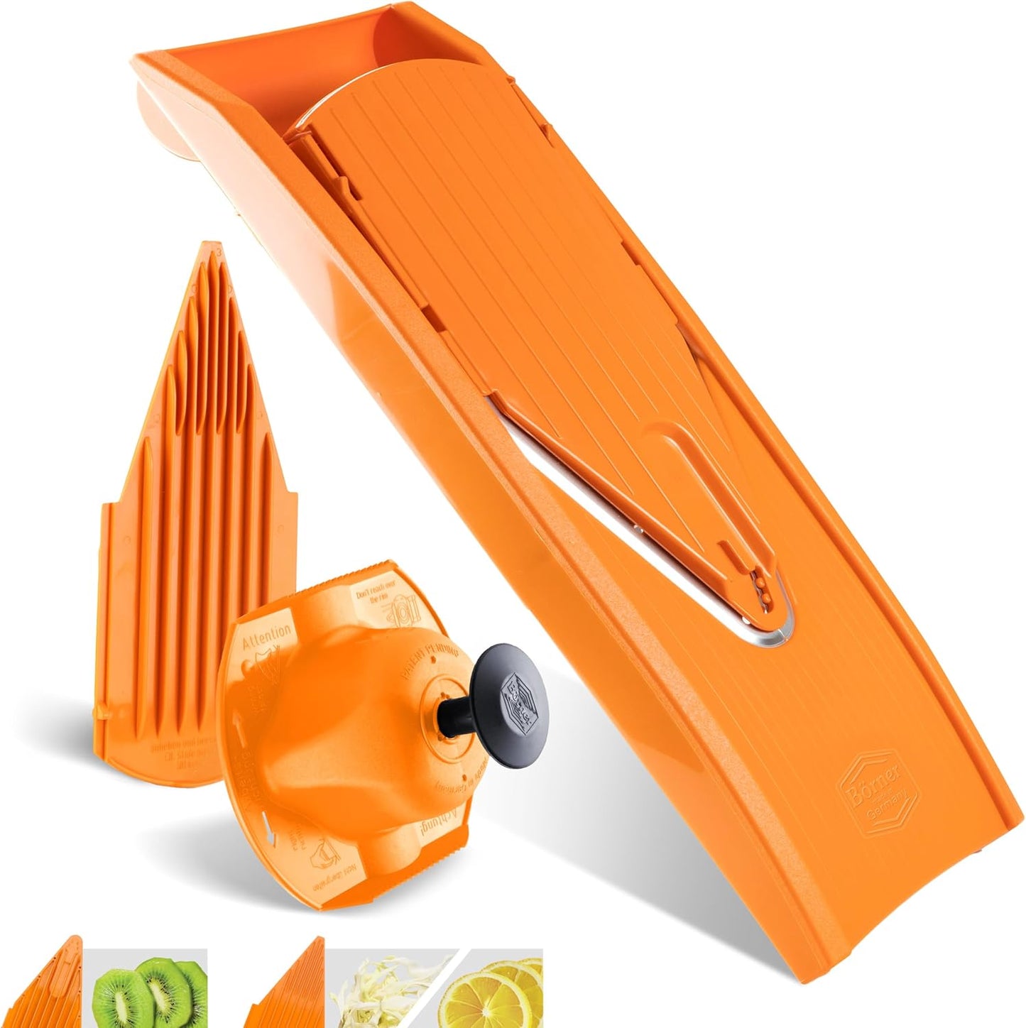 Borner Mandoline Food Slicer V1 (Basic Set) by Reston Lloyd • V-Slicer with Food Holder • Made in Germany • Fruit & Vegetable Chopper • Multiple Settings • Color: Red
