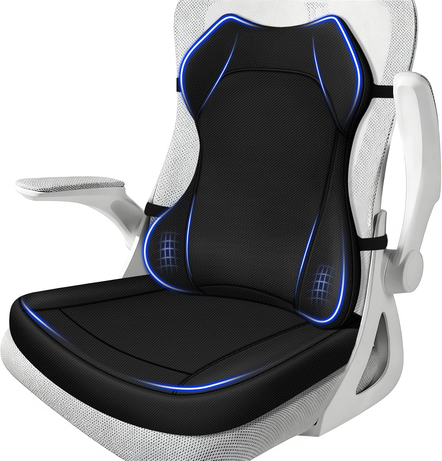Seat Cushion,Lumbar Support Pillow for Office Chair,Ergonomic Memory Foam Back Support Pillow, High Density Foam Chair Cushion for Sciatica Pain Relief Coccyx Pad for Chair,Car,Desk,Black