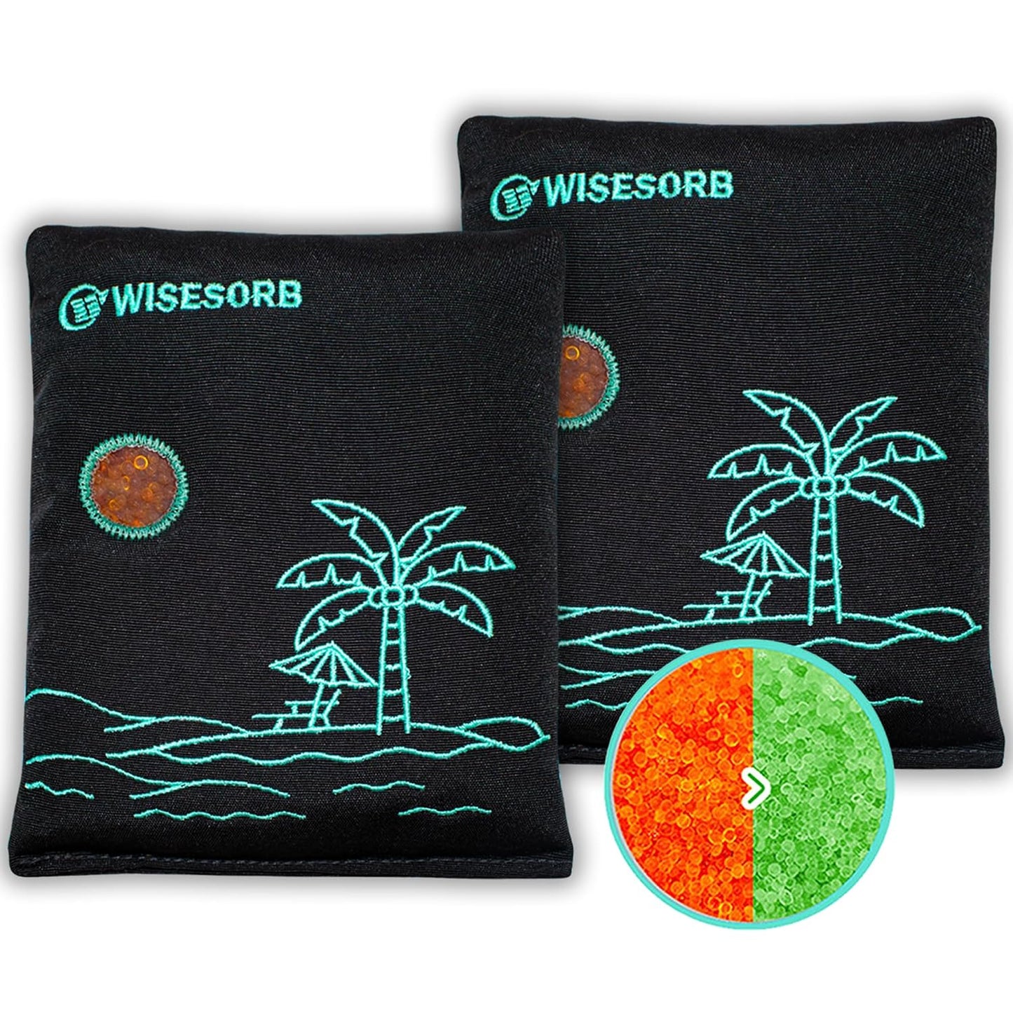 Wisesorb 500g x 2pcs Rechargeable Desiccant Packs, Reusable Car Dehumidifier, Microwave Reactivated Silica Gel Packets Moisture Absorber with Color Indicating for Safe Closet Basement Garage