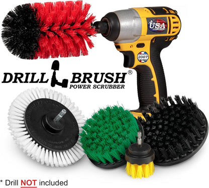 Grout Cleaner Kit - Bathroom Drill Brush Attachment Set - Shower Cleaner | Household Cleaning Supplies - Tub Scrubber - Toilet Brush - Spotless Tiles - Power Scrubbing Nylon Bristles