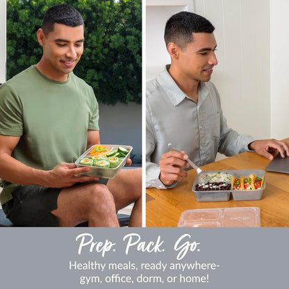 Bentgo Prep 3-Compartment Meal Prep Containers with Lids, 20 Piece Set | 4-Cup Capacity, Portion Control, Stackable, Microwave, Freezer & Dishwasher-Safe, PFAS & BPA-Free (Navy Blue)