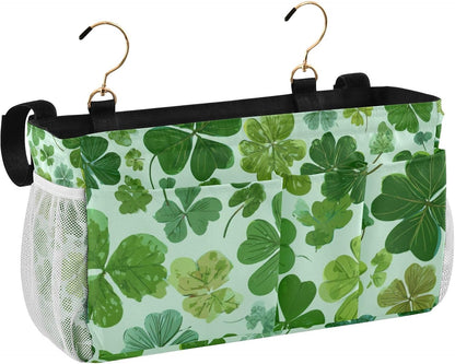 Bedside Caddy Hanging Bunk Bed Caddy Bed Organizer Hanging Pocket with 2 Hooks Bedside Storage Organizer Pocket Bag Holder Checkered Light Green - Colors B