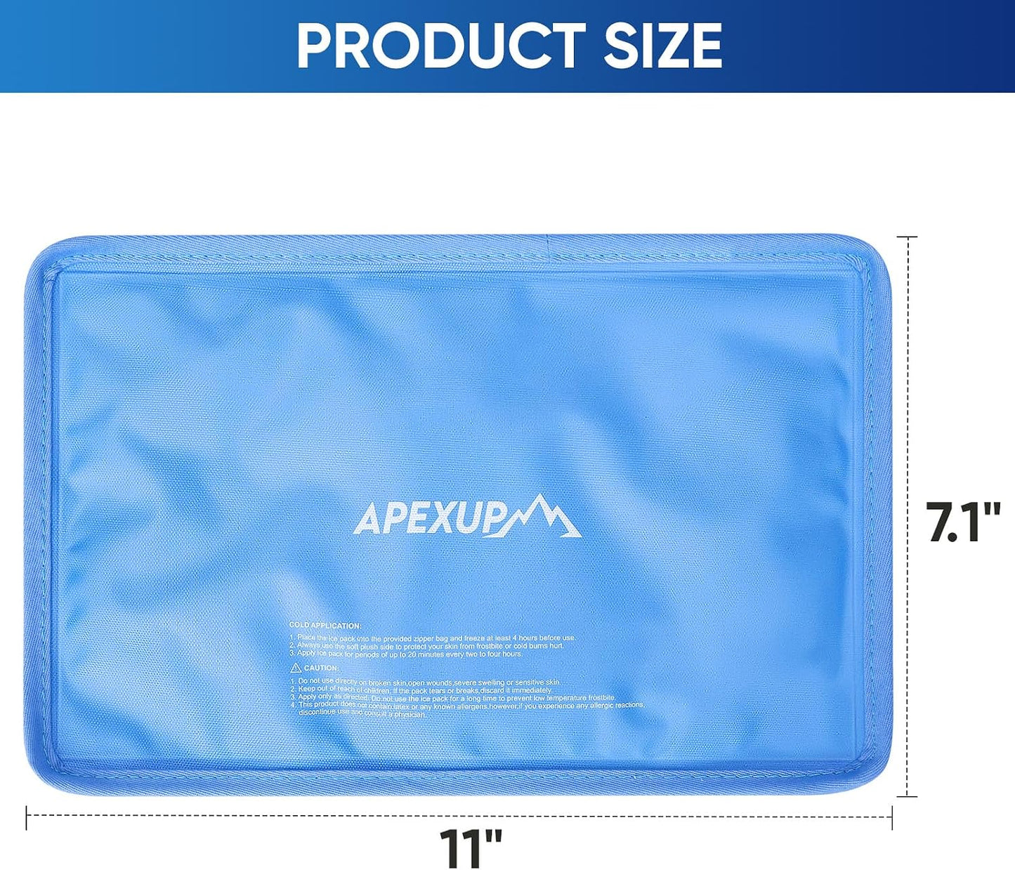 Gel Ice Packs for Injuries Reusable, Flexible Double Sided Cold Packs for Injuries, Ice Pack for Knee, Shoulder, Back, Hip, Leg, Arm (Blue, 8"x5.5", 1PK)