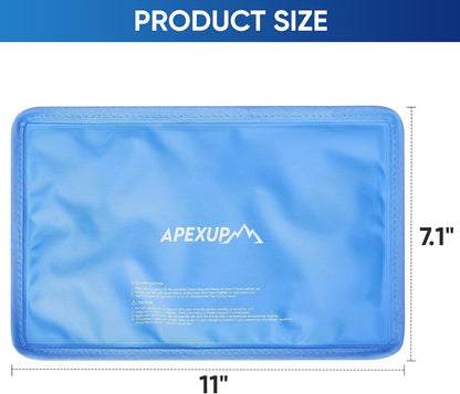 Gel Ice Packs for Injuries Reusable, Flexible Double Sided Cold Packs for Injuries, Ice Pack for Knee, Shoulder, Back, Hip, Leg, Arm (Blue, 8"x5.5", 1PK)