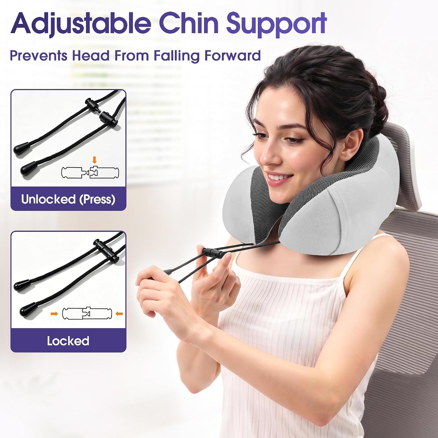 CloudBliss Neck Pillow for Airplanes, Memory Foam Travel Pillow, Black | Compact Flight Pillow with Eye Mask, Earplugs, Carry Bag, Travel Neck Pillow for Long Flight Sleep, Plane Travel Essentials