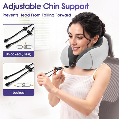 CloudBliss Neck Pillow for Airplanes, Memory Foam Travel Pillow, Black | Compact Flight Pillow with Eye Mask, Earplugs, Carry Bag, Travel Neck Pillow for Long Flight Sleep, Plane Travel Essentials