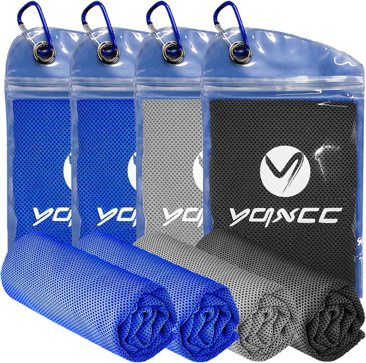 YQXCC 4 Pack Cooling Towels 40"x12", Cold Cool for Neck & Face | Cooling Neck Wraps, Soft Breathable Microfiber Chilly Towels, Ideal for Gym, Yoga, Golf, Running, Camping & Hot Weather