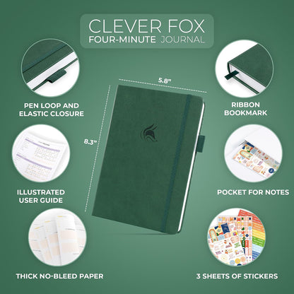 Clever Fox 4 Minute Journal, Guided Daily Habit Tracker Aquamarine