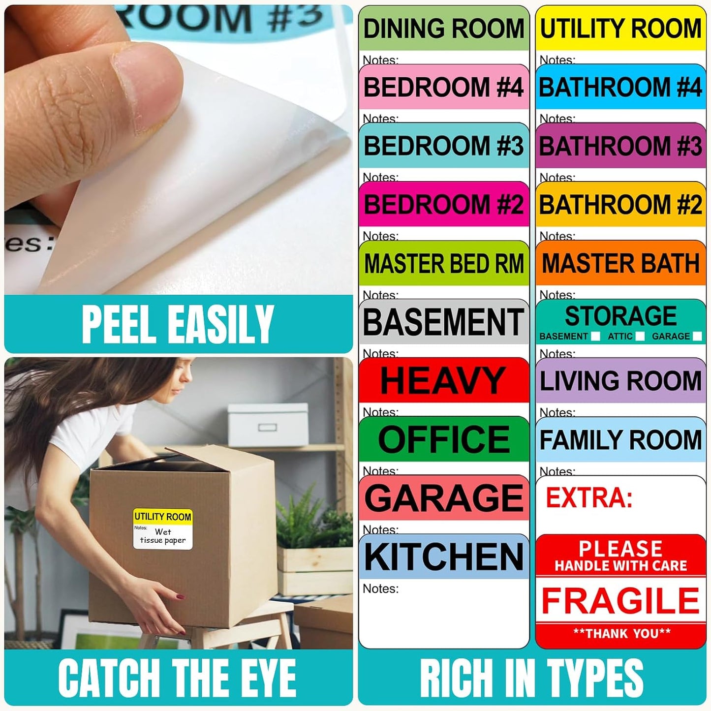 Kingtac 500pcs Food Freezer Labels, 1 x 3 Inch Removable for Food Containers, Mason Jar, No Residue Food Storage Labels Perfect for Kitchen Cannot be Torn