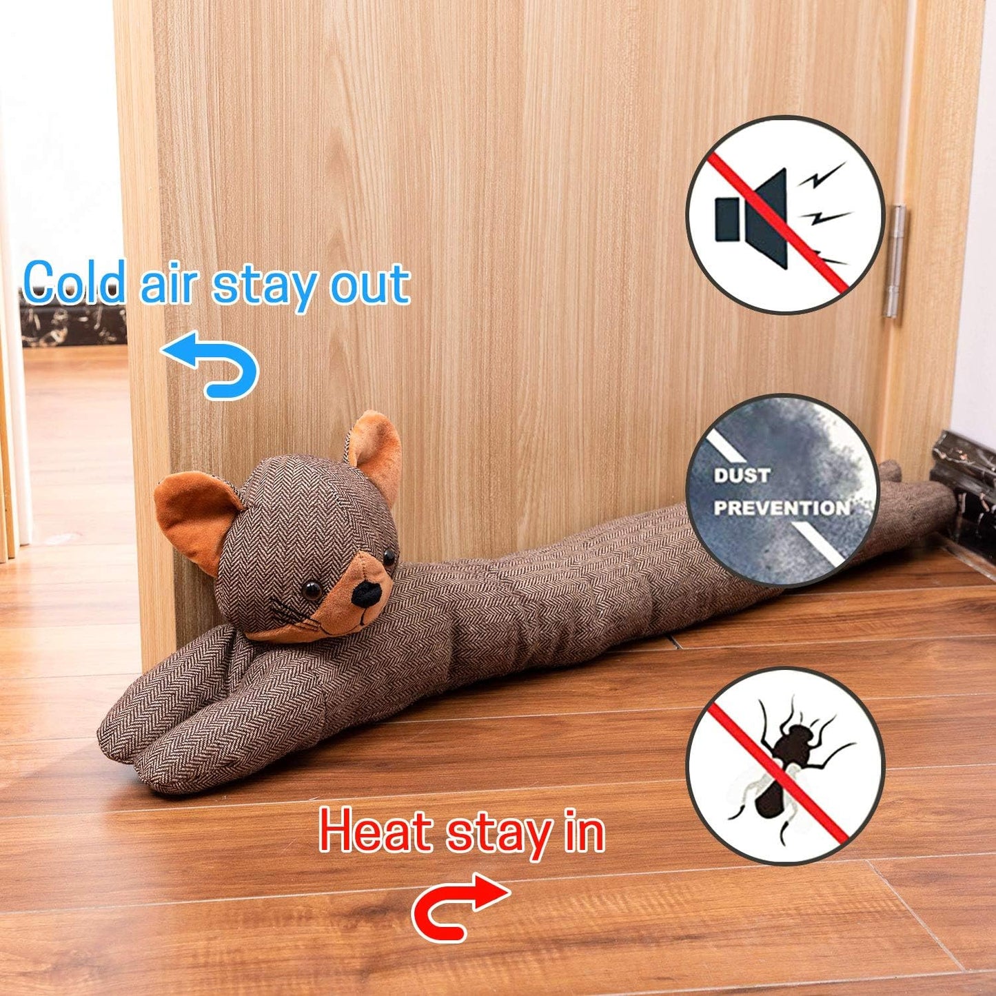 SWISSELITE 36 Inch Under Door Stopper, Decorative Door Noise Blocker | Weighted 3.2 Pounds Animal Air Draft Stopper Soundproof Energy Saver for Door & Window