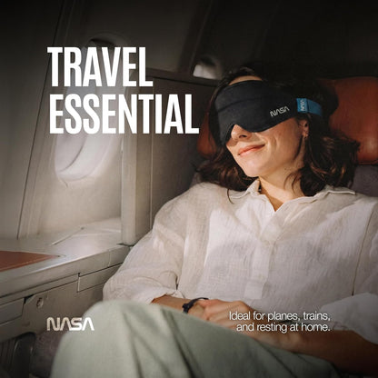 NASA Sleep Mask with LightBlock™ Barrier | Total Blackout | For Men & Women | Official NASA Design | Cooling Memory Foam | 3D Eye Cups | Includes Noise-Blocking Earbuds