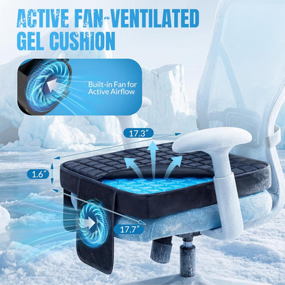 Cooling Seat Cushion with Fan, for Dad, 5V2A USB Powered (No Battery), Gel Cooling Seat Pad with 3-Speed Airflow, Plug-in Portable Seat Cushion for Office Chair, Car, Wheelchair