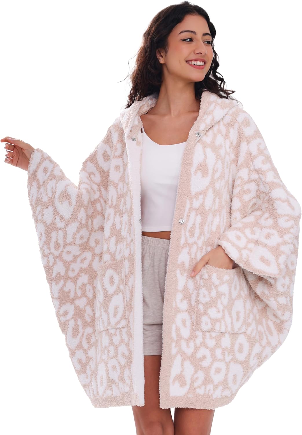 WDCOZY Wearable Blanket Hoodie Poncho Throw Comfy Soft Warm Cape Shawl Cozy Cloak Wrap Hooded with Sleeves For Women Adults
