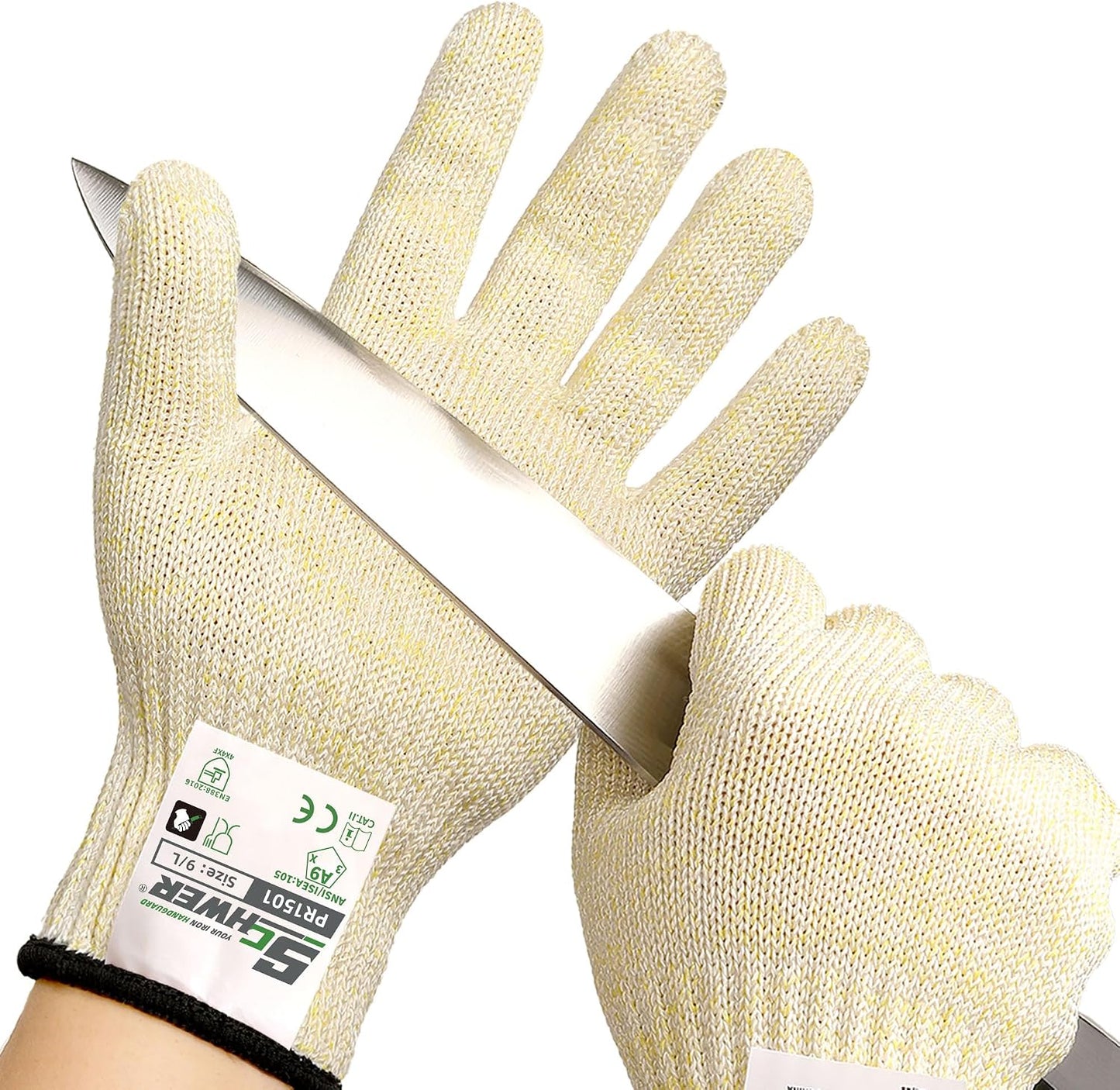 Schwer SlicePro Ultra-Durable ANSI Cut Resistant Gloves PR1501, 10X Reinforced Food Grade Cutting Glove, Mandoline Gloves for Kitchen Meat Cutting, Oyster Shucking, Fish Fillet Processing, M | Non PFAS, No Glass Fiber, for Kitchen Food Prep, Mandolin