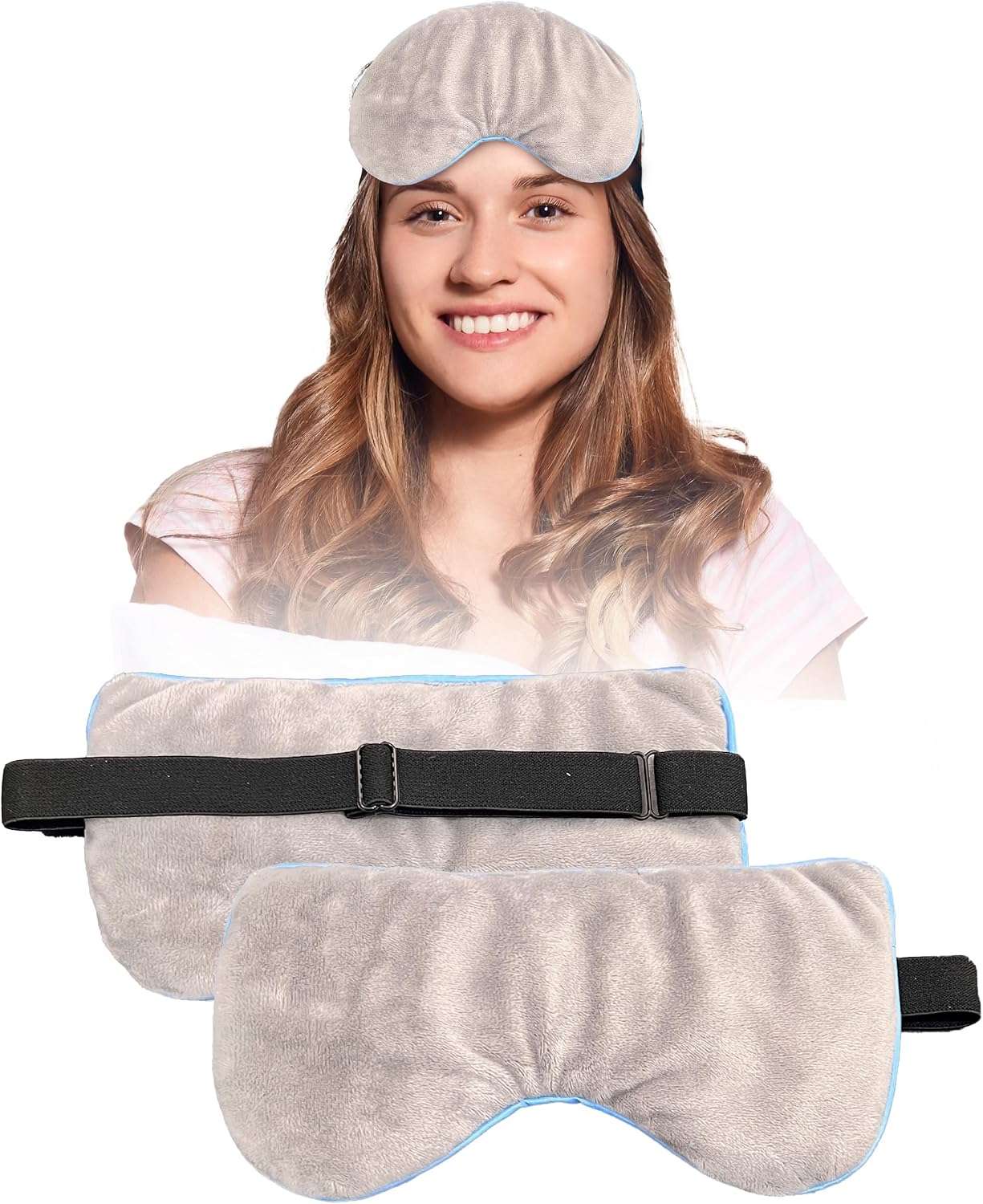 Heated Eye Mask for Dry Eyes, Stye, Blepharitis & Puffiness Relief – Microwavable Warm Compress with Soft Fleece – ThermoDR Reusable Mask for Fatigue, Strain, Sinus & Irritation – Grey