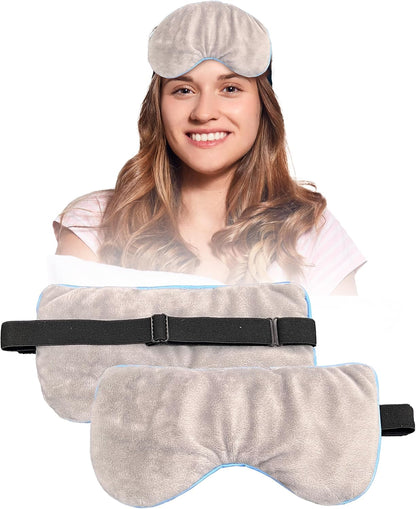Heated Eye Mask for Dry Eyes, Stye, Blepharitis & Puffiness Relief – Microwavable Warm Compress with Soft Fleece – ThermoDR Reusable Mask for Fatigue, Strain, Sinus & Irritation – Grey