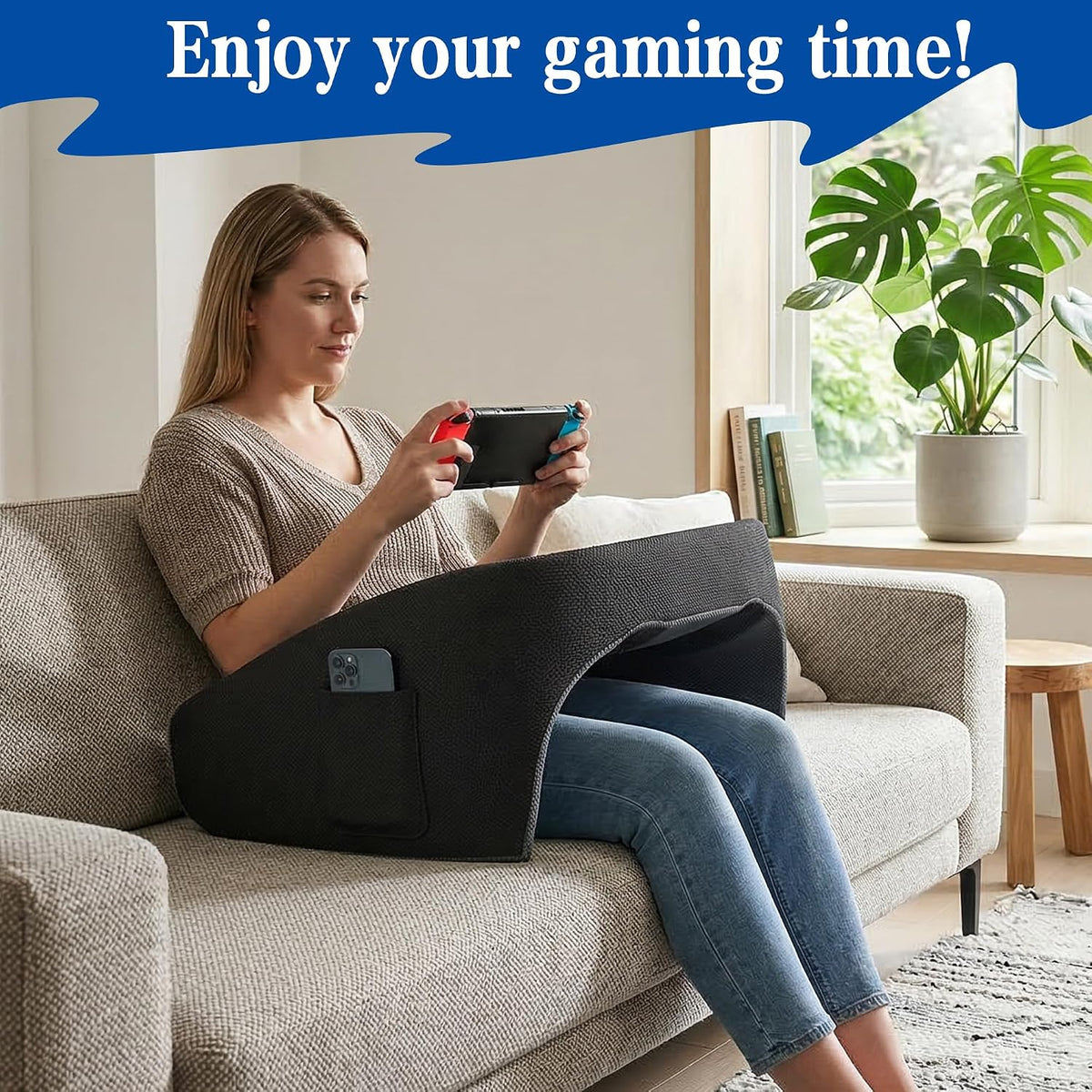 Reading Pillow for Gaming, Ergonomic Memory Foam Lap Desk Pillow
