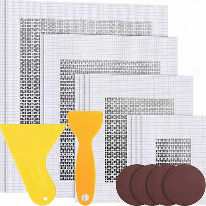 Hotop 18 Pcs Drywall Repair Kit 2/ 4/ 6/ 8'' Drywall Repair Patch Hole Wall Ceiling Patch with Self-adhesive Aluminum Mesh for Hole Spackle Plaster Paste Sheetrock Wall Repairs
